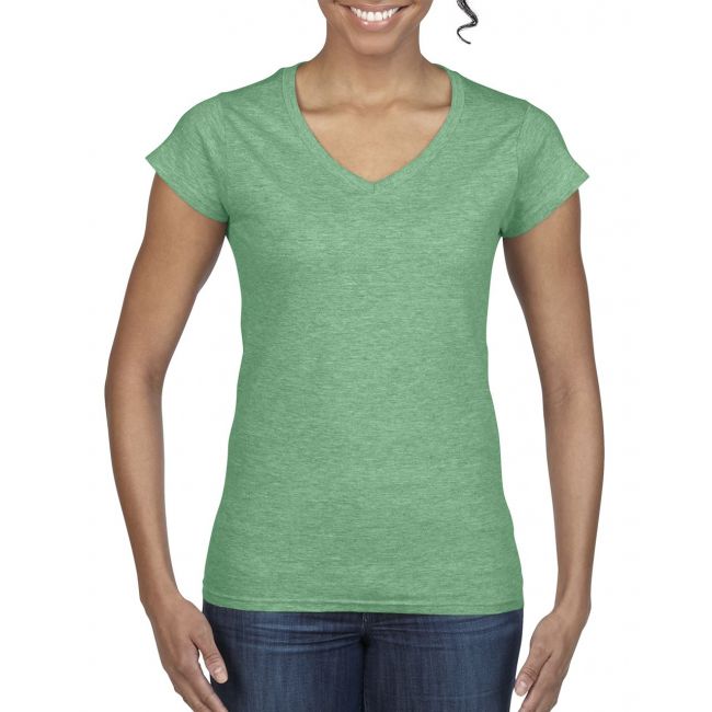 Softstyle® ladies' v-neck t-shirt culoare heather irish green marimea l