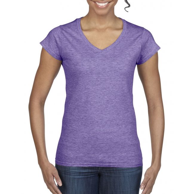 Softstyle® ladies' v-neck t-shirt culoare heather purple marimea s