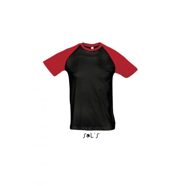 Sol's funky - men's 2-colour raglan sleeves t-shirt culoare black/red marimea m