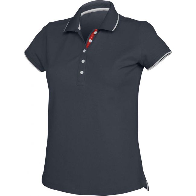 Ladies' short-sleeved piquÉ knit polo shirt culoare navy/white/red marimea 2xl