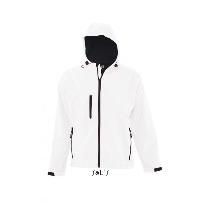 Sol's replay men - hooded softshell culoare white marimea xl