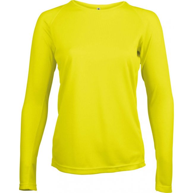 Ladies' long-sleeved sports t-shirt culoare fluorescent yellow marimea l