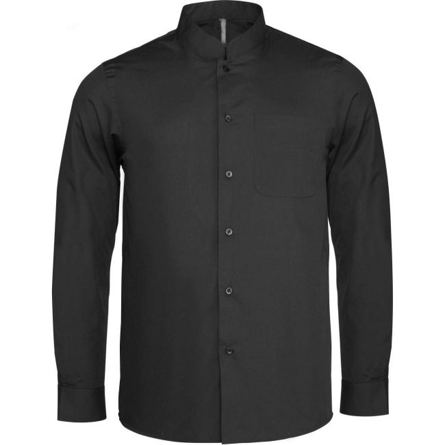 Men's long-sleeved mandarin collar shirt culoare black marimea l