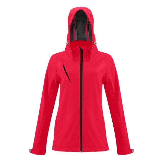 Ladies' detachable hooded softshell jacket culoare red marimea l