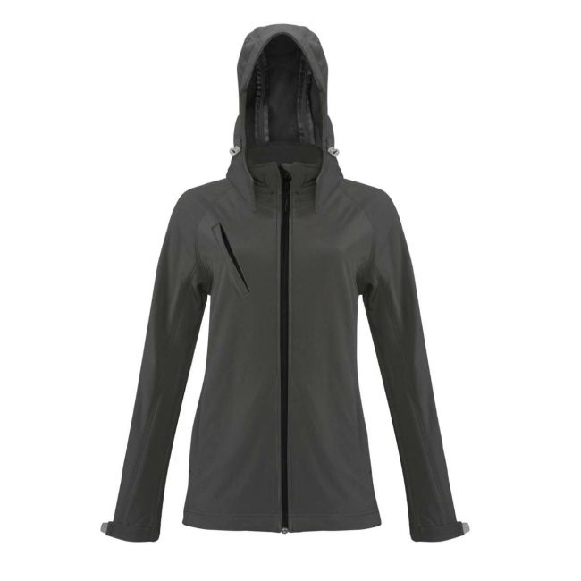 Ladies' detachable hooded softshell jacket culoare titanium marimea 2xl