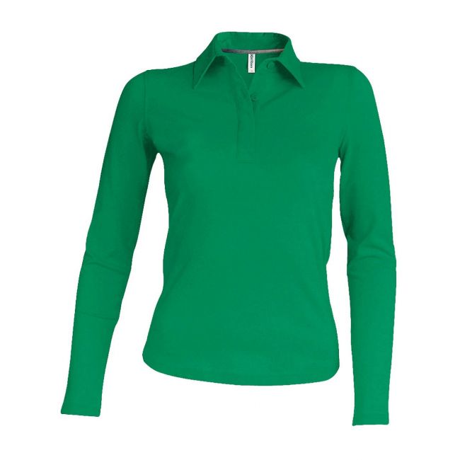 Ladies' long-sleeved polo shirt culoare kelly green marimea 3xl