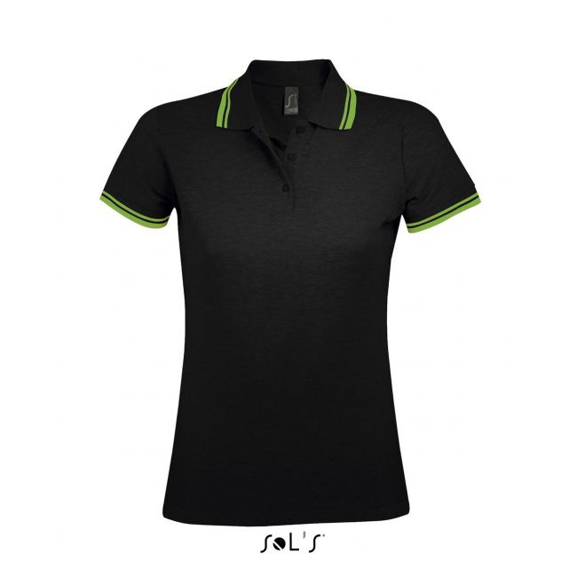 Sol's pasadena women - polo shirt culoare black/lime marimea 2xl