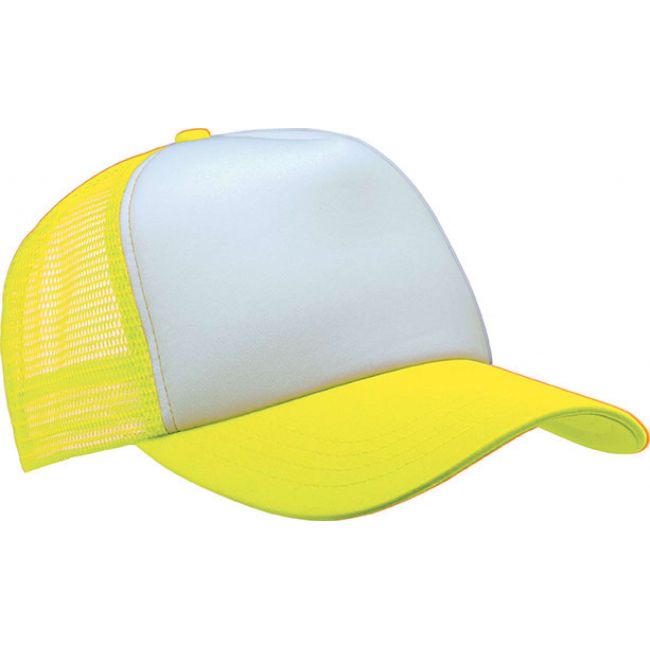 Trucker mesh cap - 5 panels culoare white/fluorescent yellow marimea u