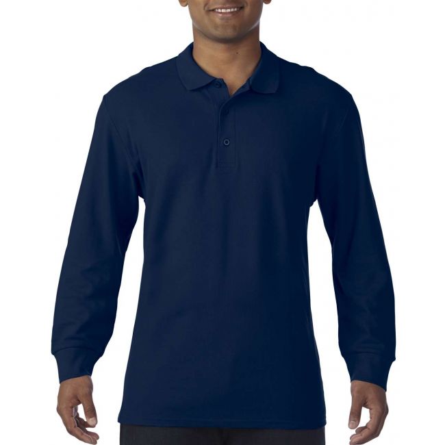 Premium cotton® adult long sleeve double piquÉ polo culoare navy marimea 2xl