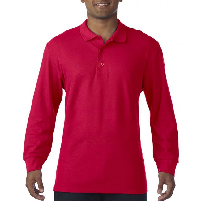 Premium cotton® adult long sleeve double piquÉ polo culoare red marimea xl