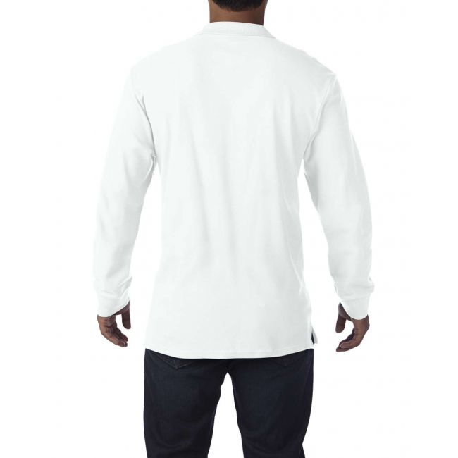 Premium cotton® adult long sleeve double piquÉ polo culoare white marimea 3xl