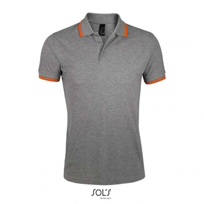 Sol's pasadena men - polo shirt culoare grey melange/orange marimea s