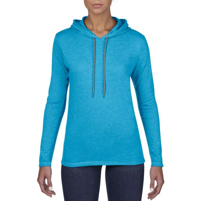 Women’s lightweight long sleeve hooded tee culoare caribbean blue/dark grey marimea m