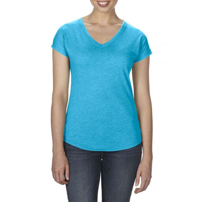 Women's tri-blend v-neck tee culoare heather caribbean blue marimea 2xl