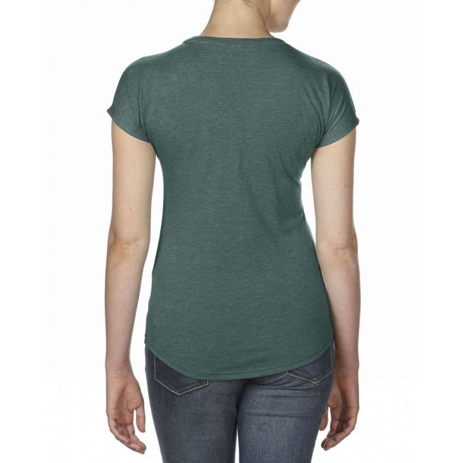 Women's tri-blend v-neck tee culoare heather dark green marimea 2xl