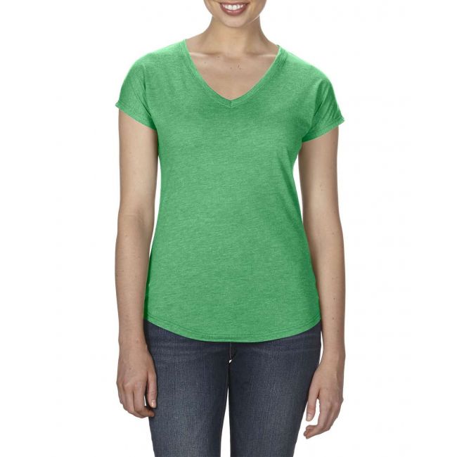 Women's tri-blend v-neck tee culoare heather green marimea l