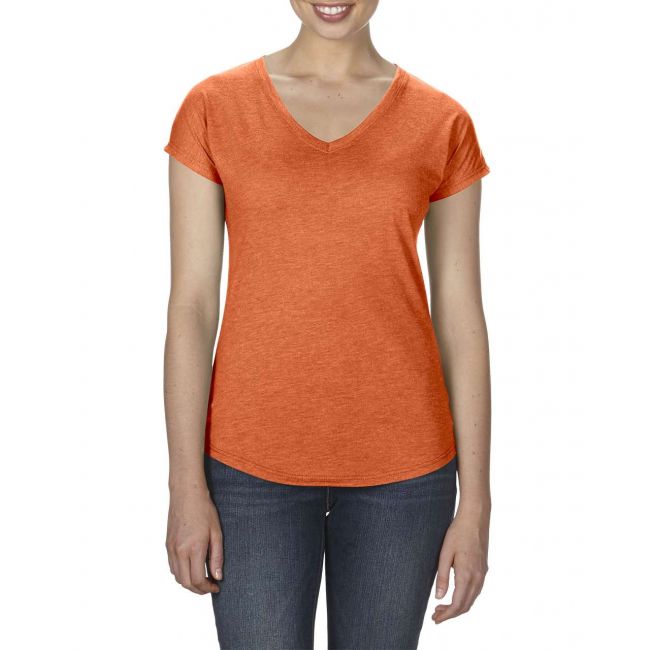 Women's tri-blend v-neck tee culoare heather orange marimea s