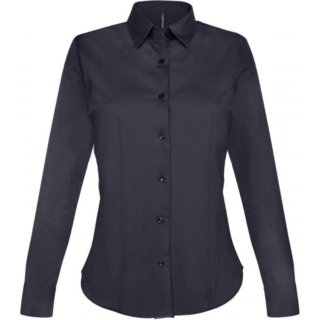 Ladies' long-sleeved stretch shirt culoare navy marimea l