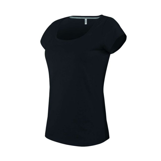 Ladies’ boat neck short-sleeved t-shirt culoare black marimea xl