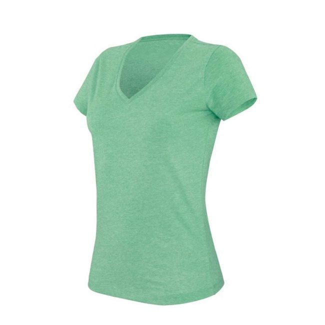 Ladies' v-neck short sleeve melange t-shirt culoare green heather marimea xs