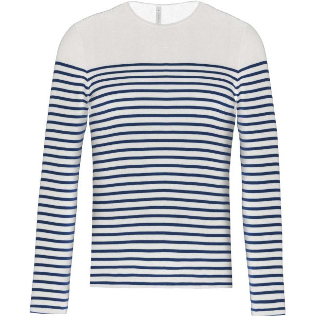 Men’s long-sleeved breton stripe top culoare striped white/navy marimea s