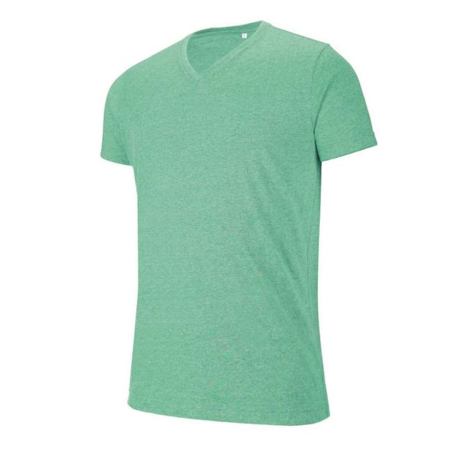 Men's v-neck short-sleeved melange t-shirt culoare green heather marimea m