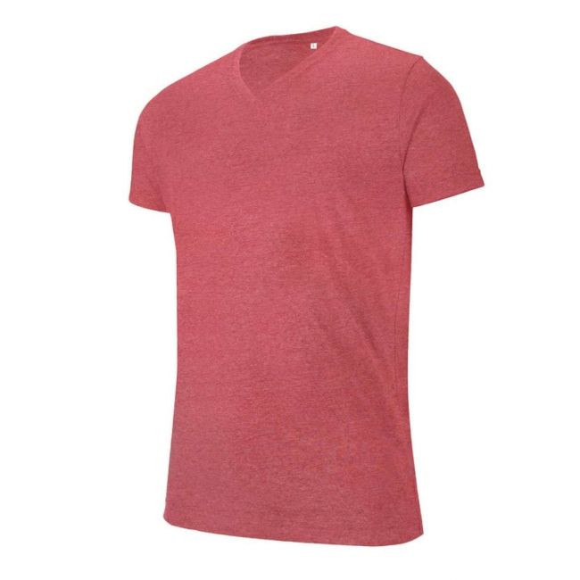 Men's v-neck short-sleeved melange t-shirt culoare red heather marimea 2xl