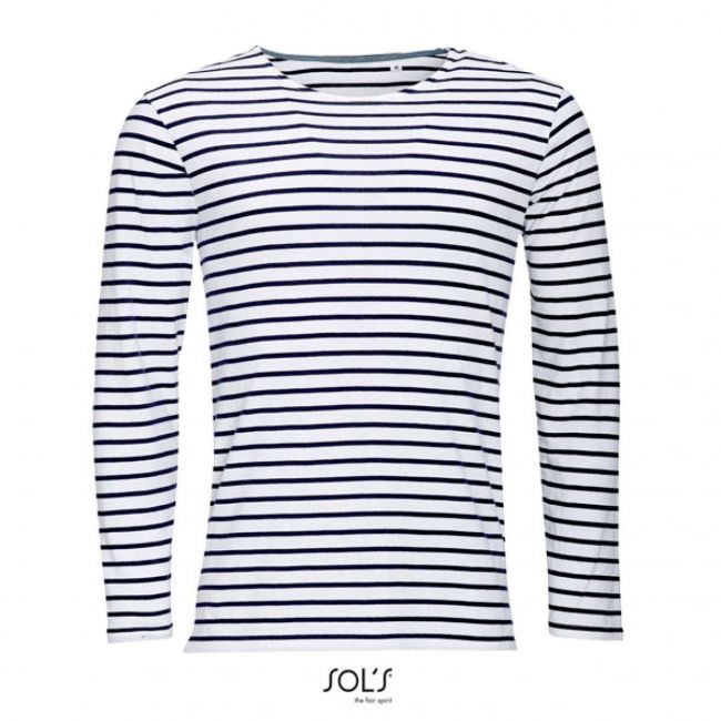 Sol's marine men - long sleeve striped t-shirt culoare white/navy marimea m