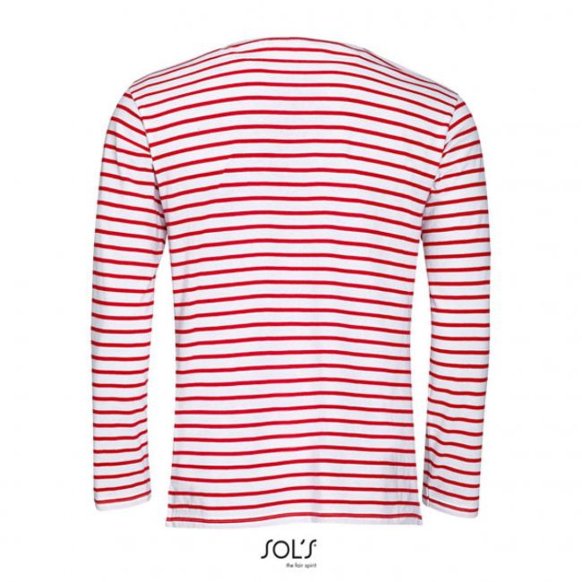 Sol's marine men - long sleeve striped t-shirt culoare white/red marimea 2xl