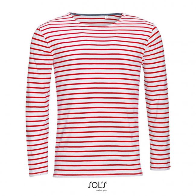 Sol's marine men - long sleeve striped t-shirt culoare white/red marimea m