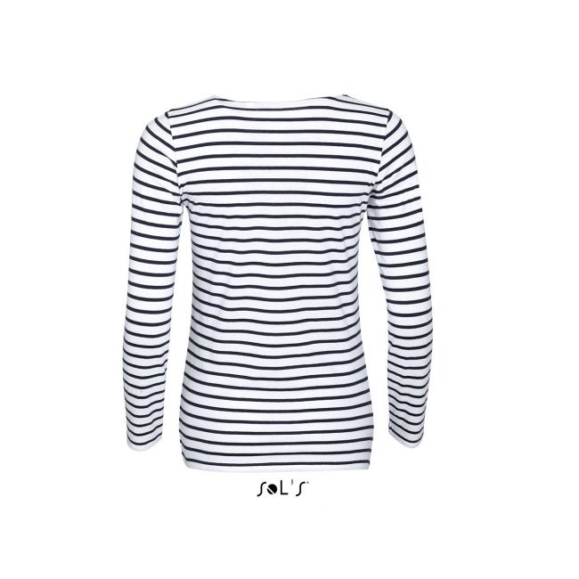 Sol's marine women - long sleeve striped t-shirt culoare white/navy marimea l