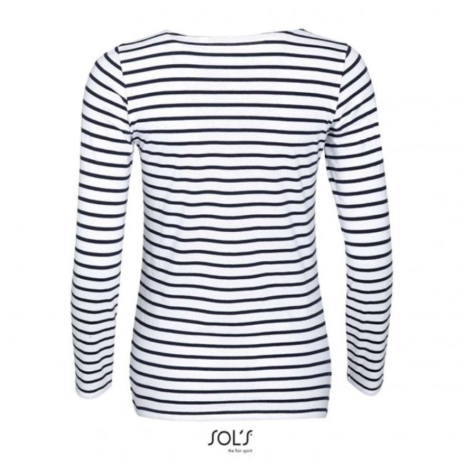 Sol's marine women - long sleeve striped t-shirt culoare white/navy marimea l