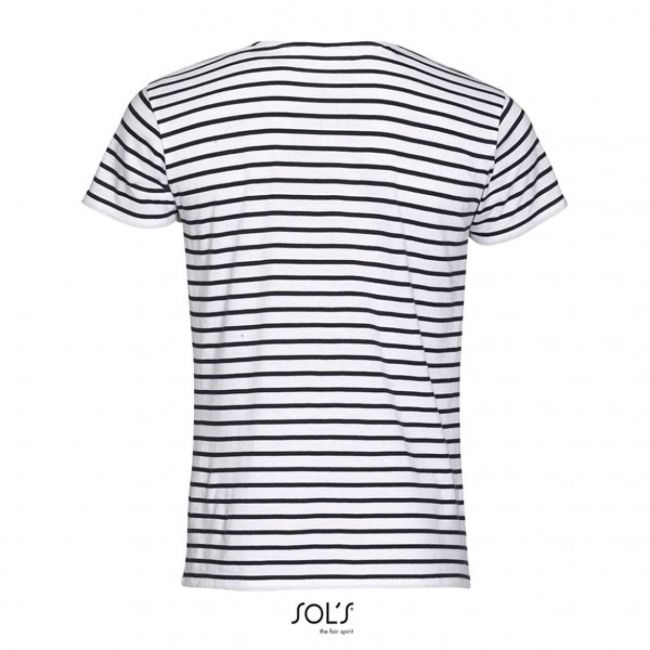 Sol's miles men - round neck striped t-shirt culoare white/navy marimea m