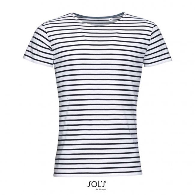 Sol's miles men - round neck striped t-shirt culoare white/navy marimea xl