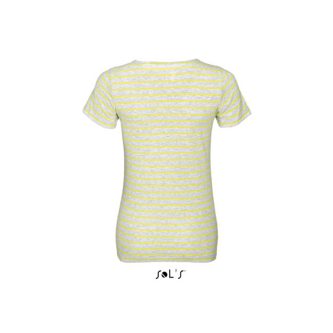 Sol's miles women - round neck striped t-shirt culoare ash/lemon marimea xs