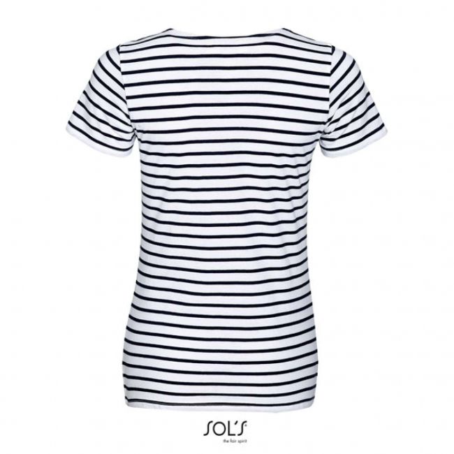 Sol's miles women - round neck striped t-shirt culoare white/navy marimea l