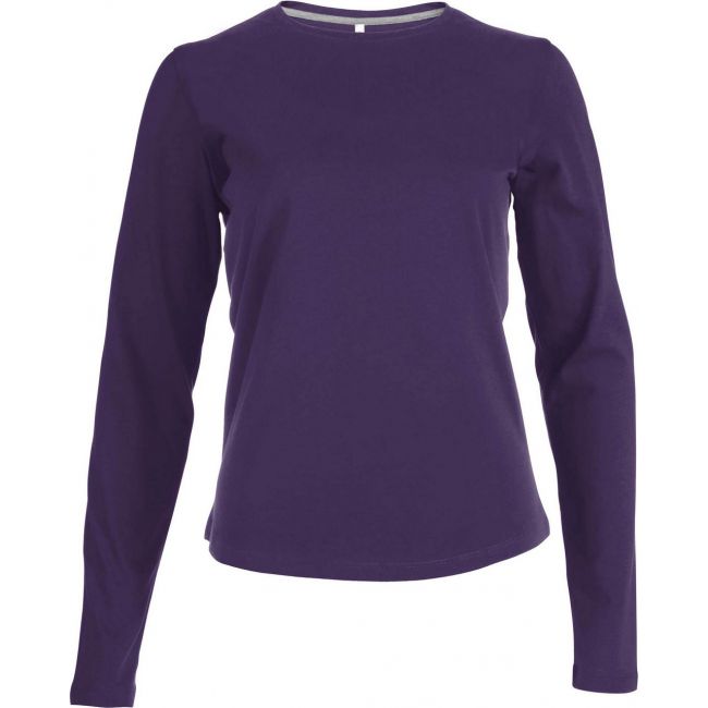 Ladies' long-sleeved crew neck t-shirt culoare purple marimea s