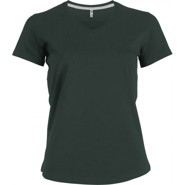 Ladies' short-sleeved v-neck t-shirt culoare forest green marimea s