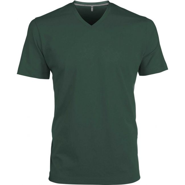 Men's short-sleeved v-neck t-shirt culoare forest green marimea xl