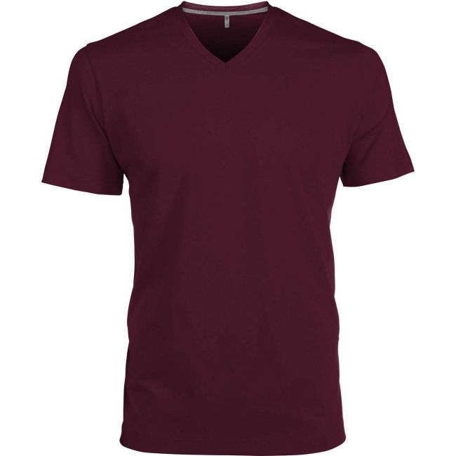 Men's short-sleeved v-neck t-shirt culoare wine marimea m