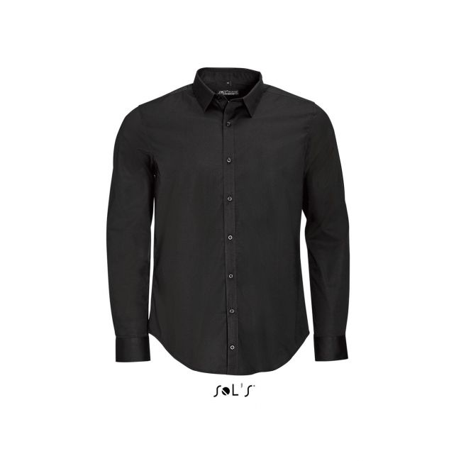 Sol's blake men - long sleeve stretch shirt culoare black marimea 3xl