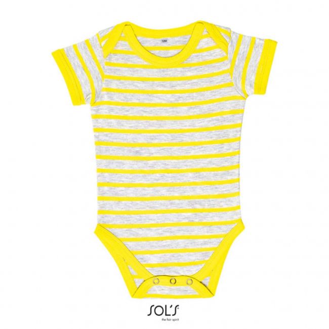 Sol's miles baby - striped bodysuit culoare ash/lemon marimea 12/18m