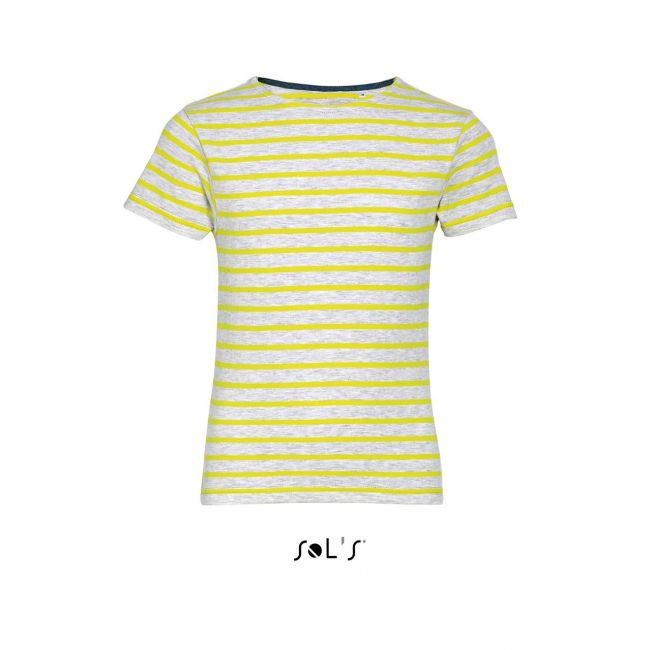 Sol's miles kids - round neck striped t-shirt culoare ash/lemon marimea 12a