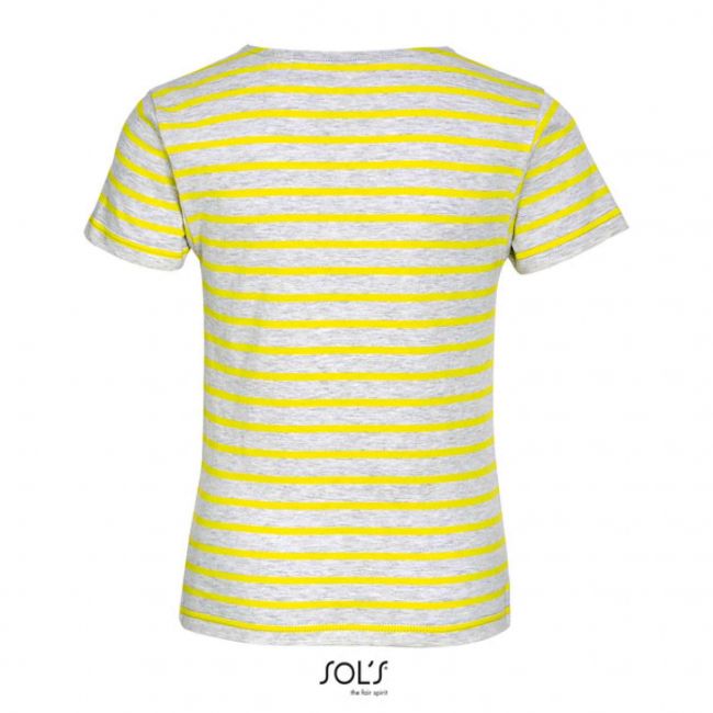 Sol's miles kids - round neck striped t-shirt culoare ash/lemon marimea 12a