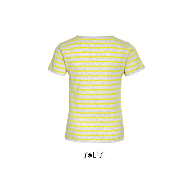 Sol's miles kids - round neck striped t-shirt culoare ash/lemon marimea 14a