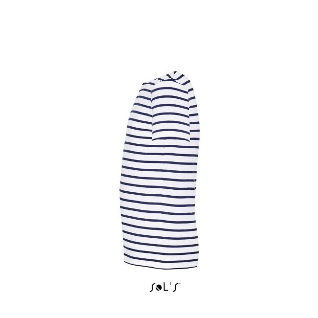 Sol's miles kids - round neck striped t-shirt culoare white/navy marimea 10a