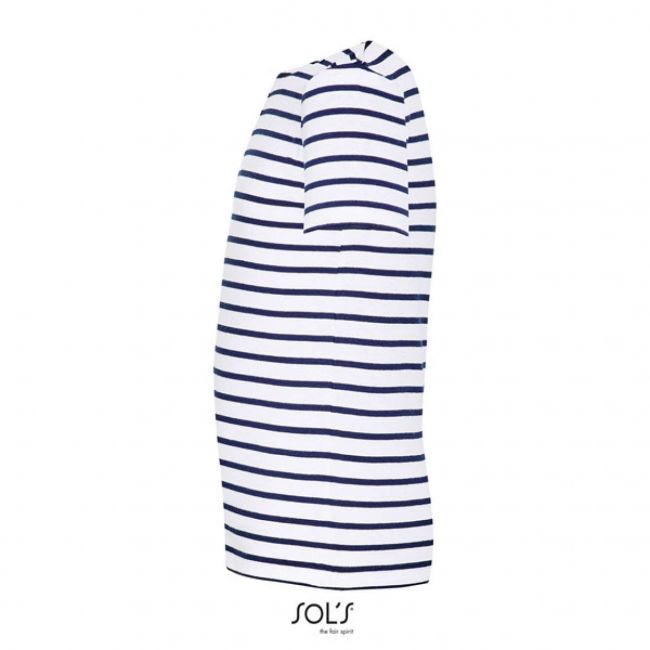 Sol's miles kids - round neck striped t-shirt culoare white/navy marimea 12a