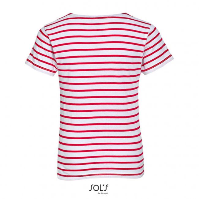 Sol's miles kids - round neck striped t-shirt culoare white/red marimea 10a