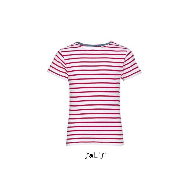 Sol's miles kids - round neck striped t-shirt culoare white/red marimea 14a