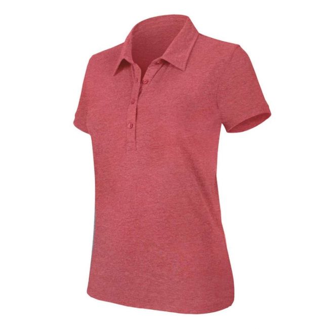 Ladies' short-sleeved melange polo shirt culoare red heather marimea xs